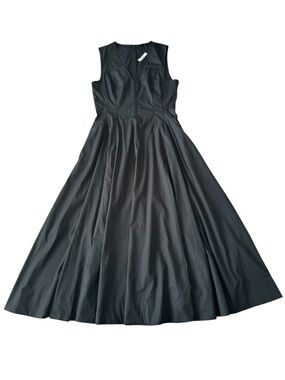 Madewell V-Neck 100% Cotton Circle Midi Dress Size 12 Black